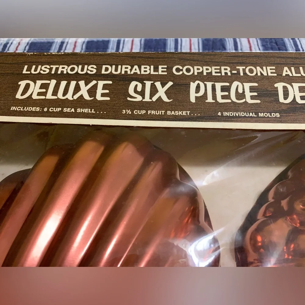 Vintage Molds 6 Piece Coppertone Dessert original box, Aluminum, Baking, Salad - Picture 4 of 10